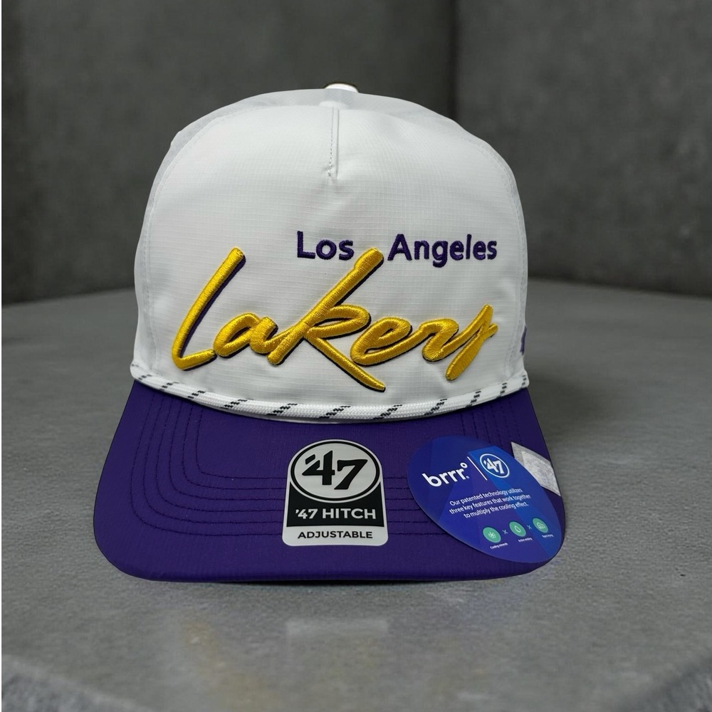 Los Angeles Lakers Hat 47 Brand Chamberlain Hitch Adjustable Rope Cap White/Gold